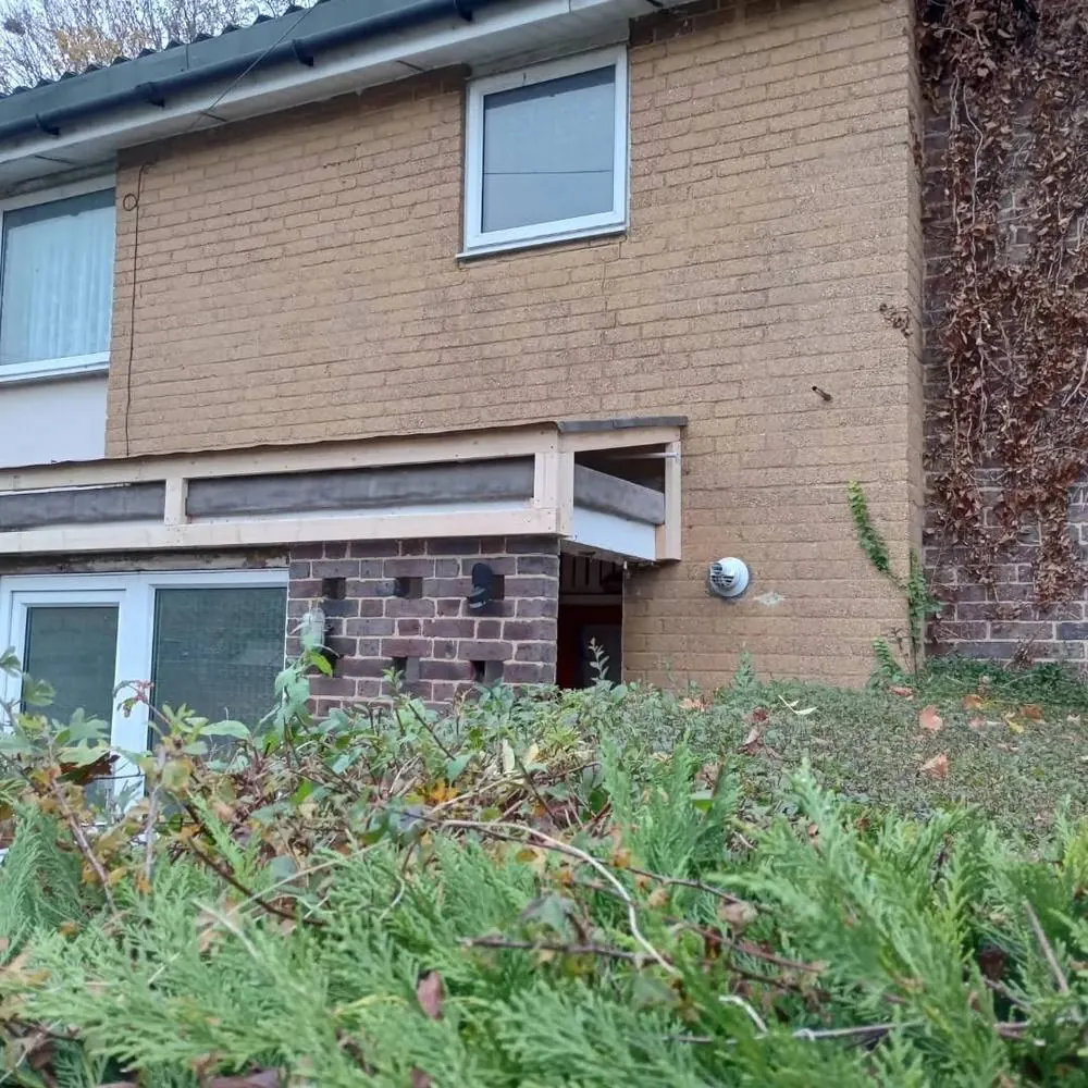 Overgrown roofline before tidy up
