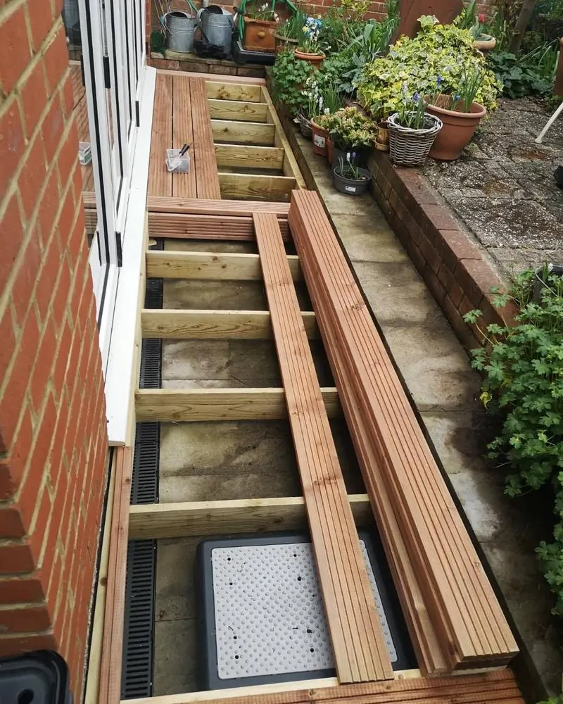 Garden decking during construction
